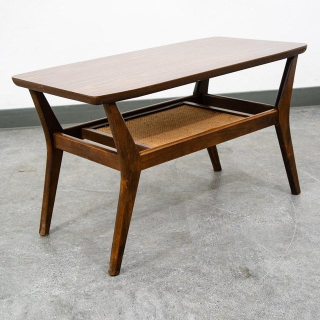 Mid Century Modern Coffee Table Slat Beech Sculptural Danish Shelf Vintage MCM For Sale - Image 9 of 9