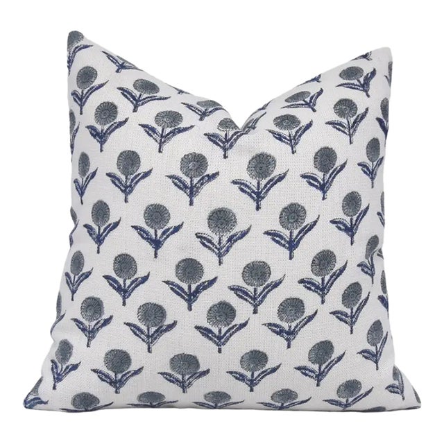 Fabdivine Block Print Cushion Cover 12x20 Inch Off-White Linen-Gandapushp For Sale