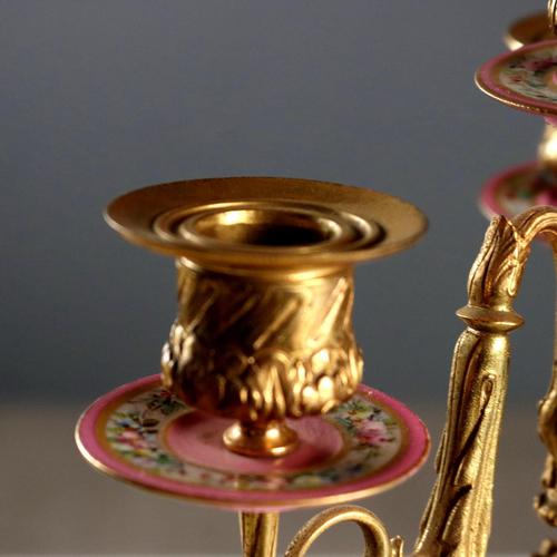 Triptych Clock in Gilded Bronze and Porcelain For Sale - Image 15 of 16
