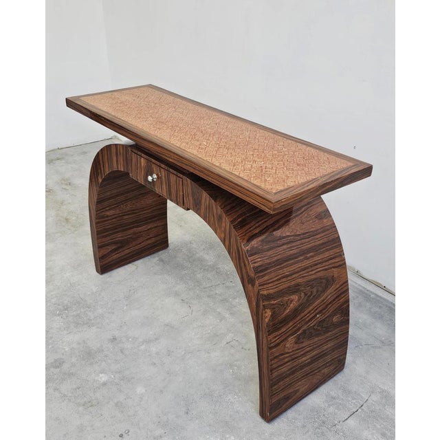 1950s Austrian Art Deco Console Table in Walnut Veneer, 1950s For Sale - Image 5 of 13