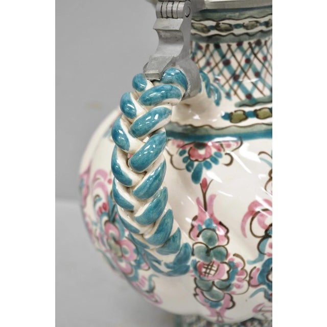 Late 20th Century Vintage Keck Keramik Hand Painted Ceramic Pottery German Stein Wine Pitcher For Sale - Image 5 of 15