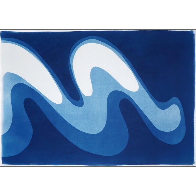 2020s 2025, Wave Iii, Unique Monotype Cyanotype, Organic Modern Gestures, Horizontal Diptych on Watercolor Paper For Sale - Image 5 of 8