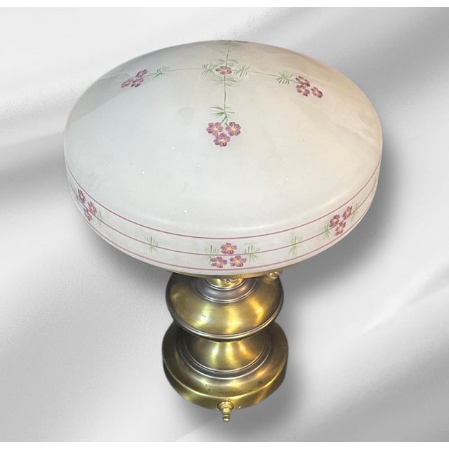 Mid-Century Modern 1920s Brass Table Lamp With Dome Shade For Sale - Image 3 of 9