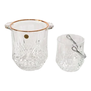 1970s Cristal d'Arques Longchamp Lead Crystal Glass Large and Martini Ice Bucket, Paris France- Set of 2