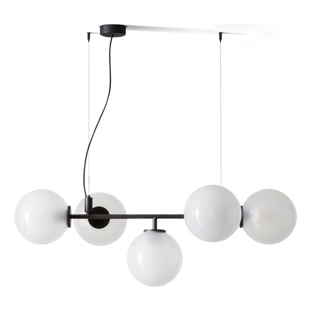 Mid-Century Modern Starburst Chandelier in Black Metal & Glass from Cassina For Sale