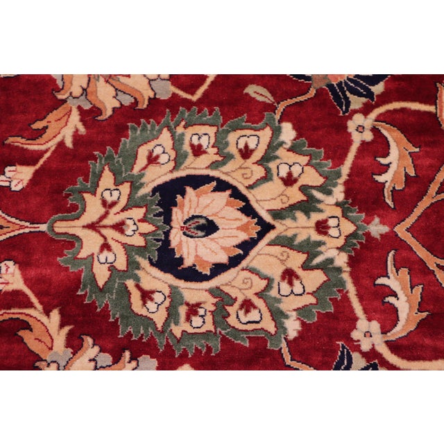 Shabby Chic 1990's Floral Pak-Persian Red/Blue Wool Rug - 9'0'' X 12'5'' For Sale In New York - Image 6 of 9