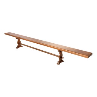 Antique French Long Elm Monastery Bench, 1850 For Sale