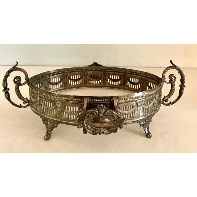 Victorian Late 19th Century Silver Plate Wide Gallery Handled Oval Tray For Sale - Image 3 of 11