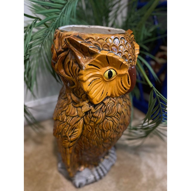 1970s 1970s Vintage Ceramic Owl Umbrella Stand For Sale - Image 5 of 10