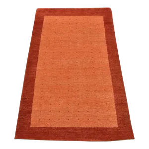 Gabbeh Rug 3’1” X 5’2′ Orange Wool Contemporary Hand-Knotted Carpet