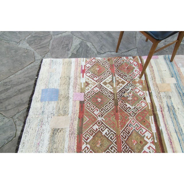 1960s 1960s Vintage Beige Brown Purple Handwoven Wool Kilim Rug For Sale - Image 5 of 11