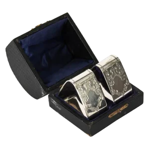 Victorian Silver Plated Napkin Rings in Case, 19th Century, Set of 3