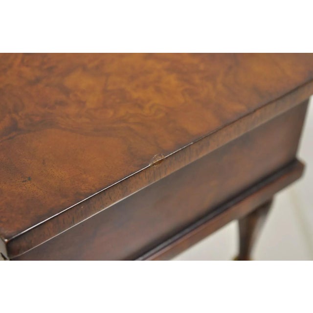Maitland Smith Style Jewelry Box Burl Walnut Baby Grand Piano Form With Brass Paw Feet For Sale - Image 9 of 11