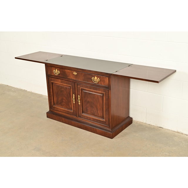 Drexel Heritage Georgian Flame Mahogany Flip Top Buffet Server or Bar Cabinet For Sale - Image 13 of 16