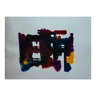 Vintage 2000 Contemporary Minimalist Color Field Abstract on Deckled Rag Paper - "Variety" by Suzanne For Sale