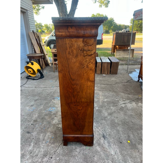 Louis Philippe French 19th Century Louis Philippe Burl Walnut Marble Top Secretaire For Sale - Image 4 of 12