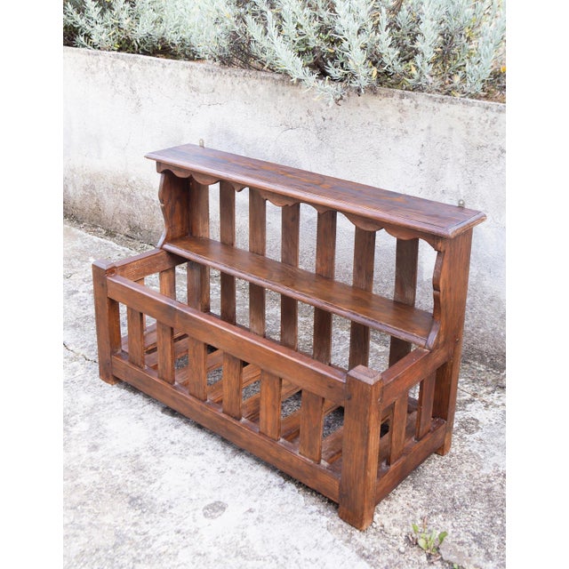1950s Vintage French Wall Shelf in Stained Pine, 1950 For Sale - Image 5 of 8