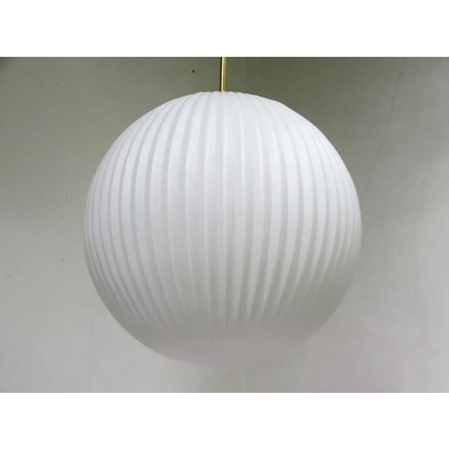 Large Brass Ceiling Lamp with Pleated Ball, 1950s For Sale - Image 9 of 18
