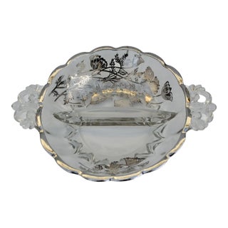 Vintage Silver City Sterling Overlay Flanders 2 Part Handled Relish Dish Poppy For Sale