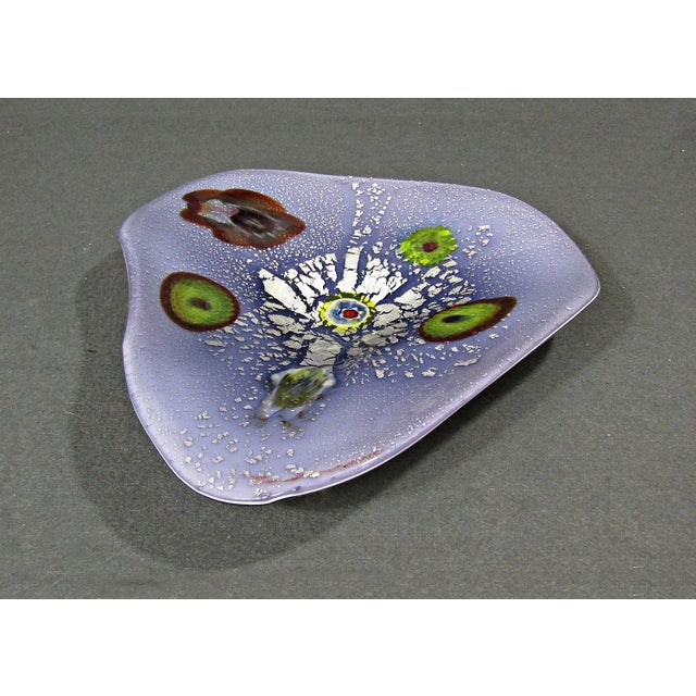 Italian Murano Tutti Frutti Freeform Art Glass Bowl Mid Century Italian 10 Inches For Sale - Image 3 of 9