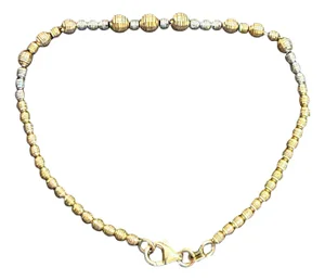 18 Karat Yellow & White Gold 5.8 Gm, 7 Inch Long, Two Tone Ball Bracelet