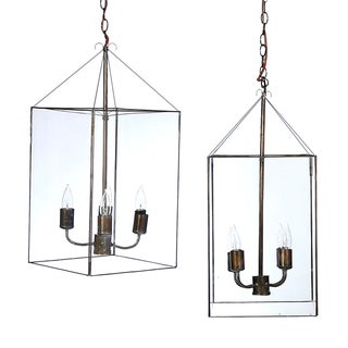 Glass & Metal Pendant Lamps - Set of 3 For Sale