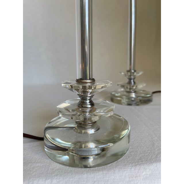 Art Deco 1930s Art Deco Faceted Glass Boudoir Lamps - a Pair For Sale - Image 3 of 8