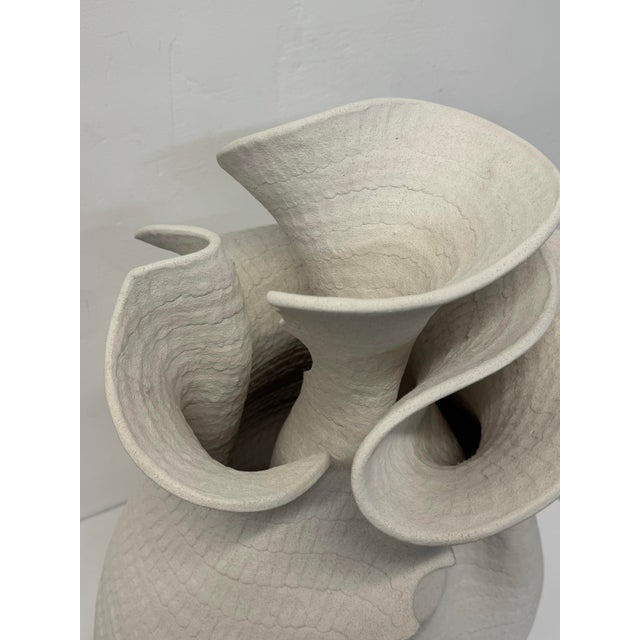 Off-white Guy Dawson Large Modernist Sculptural Studio Pottery Vase, Signed For Sale - Image 8 of 12