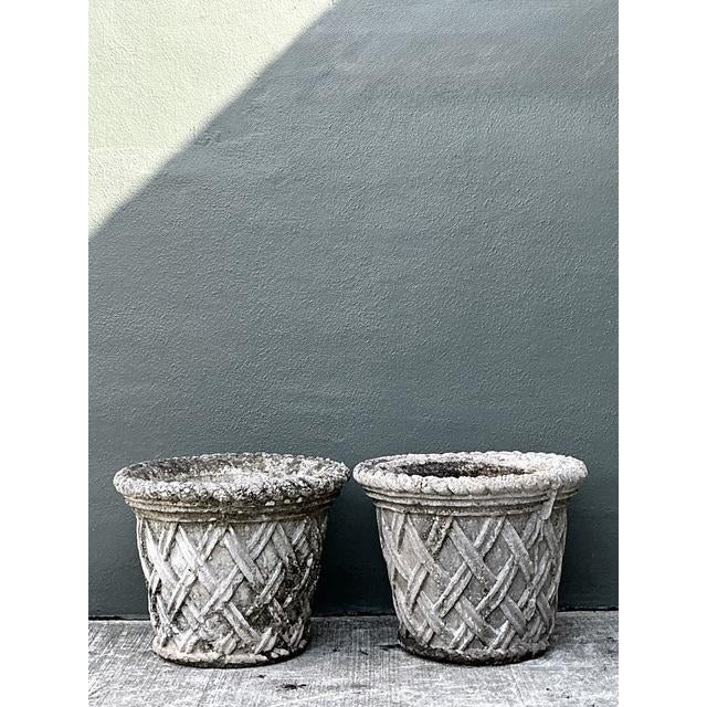 Vintage Cast Concrete Trellis Planters - A Pair For Sale - Image 4 of 12