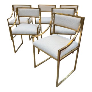 Set of 6 Hollywood Regency Style Chairs in Brass, Italy 1970 For Sale
