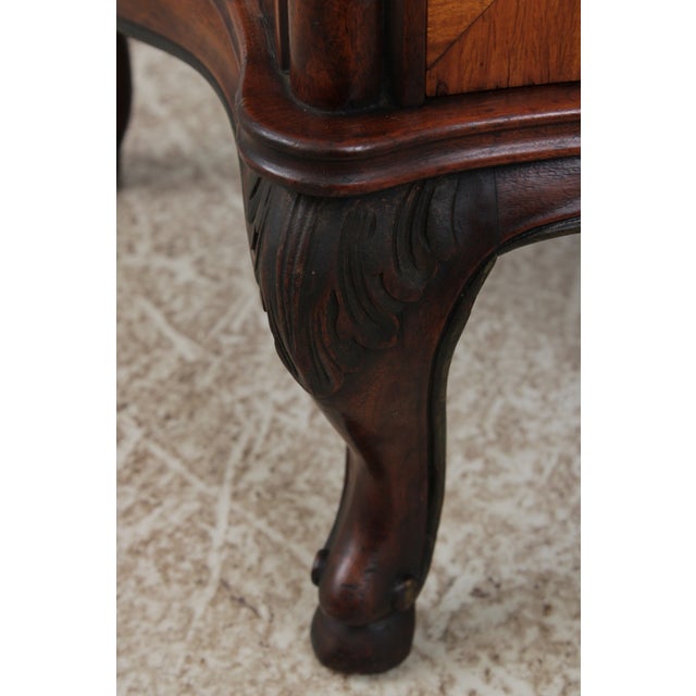 Vintage French Style Bow Front 5 Drawer Inlaid Walnut Chest For Sale - Image 16 of 18