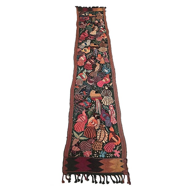 Vintage Hand Embroidered Mexican Textile Wall Hanging For Sale - Image 9 of 13