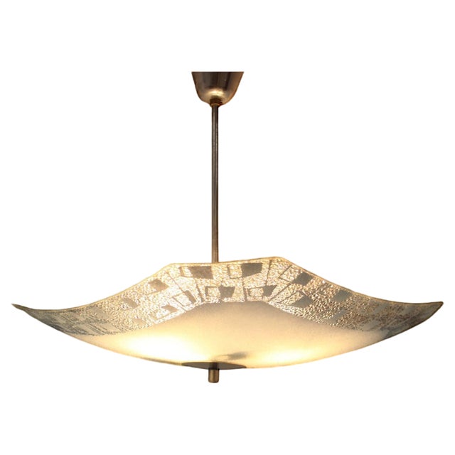 Mid-Century Glass Ceiling Lamp, 1960s For Sale