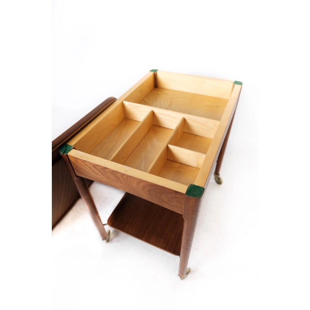 Danish Teak Side Table on Wheels, 1960s For Sale - Image 13 of 16