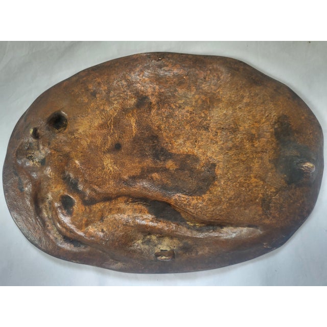 Antique Art Nouveau Sand-Cast Bronze Trinket Tray Featuring Nude Naiad and Putto, 1890s For Sale - Image 3 of 4