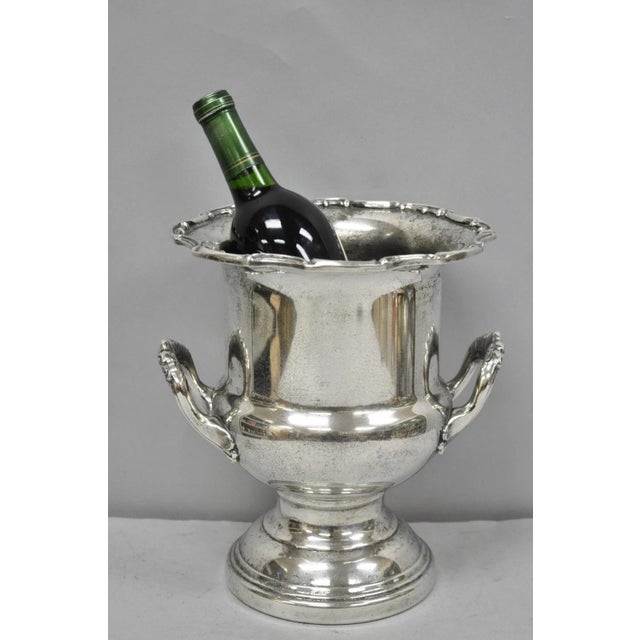 Vintage Leonard Victorian Style Twin Handle Silver Plated Trophy Cup Urn Champagne Wine Chiller Ice Bucket. Circa Mid 20th...