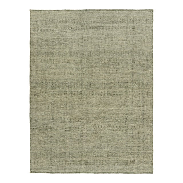 Rug & Kilim’s Contemporary Textural Rug in Green and White Tones - 9x12 For Sale