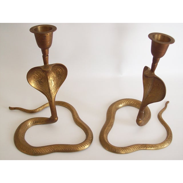 Vintage Brass Cobra Snake Candlesticks A Pair Chairish