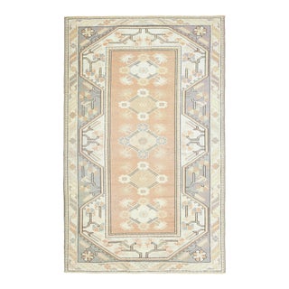 Vintage Turkish Oushak Handmade Wool Cotton Orange Area Rug For Sale