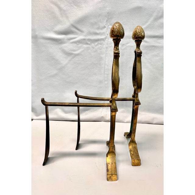 Mid 20th Century Brass Andirons Featuring a Musical Lyre Neoclassical - A Pair For Sale In Louisville - Image 6 of 7