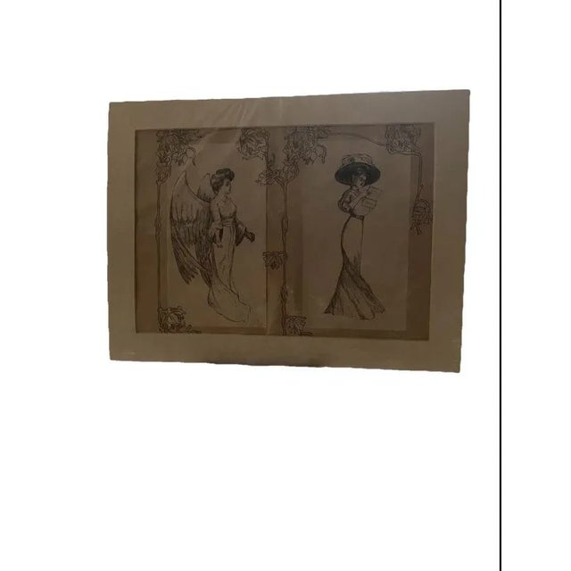 Lovely addition to your wall gallery . Two beautiful Art Nouveau framed art print ready to be framed . These are stunning...