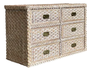 Vintage Braided Washed Rattan Dresser
