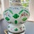 Traditional 1920s GORGEOUS emerald green Bohemian glass accent lamp // White opaline cut to clear // hand-painted flower garlands // cased glass // cameo For Sale - Image 3 of 10