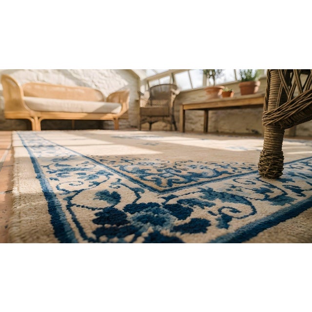 Sand Antique Chinese Peking Rug For Sale - Image 8 of 9