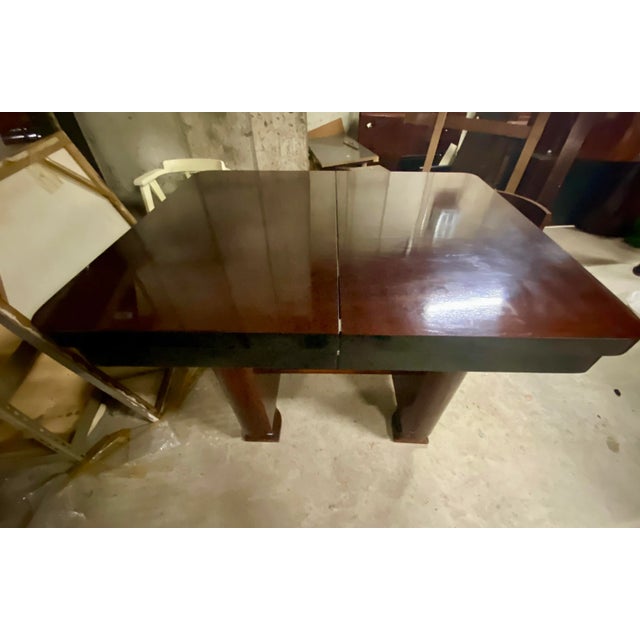 Wood 1940s Art Deco Mahogany and Ebony Dining Table, With 2 Extension Leaves For Sale - Image 7 of 11