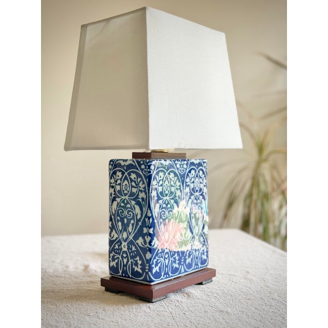 Ralph Lauren Home Blue and White Chinoiserie Porcelain Lamp, Vineyard Pattern For Sale - Image 9 of 12