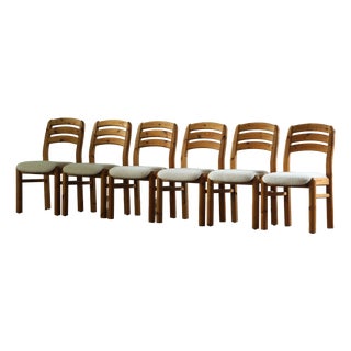Vintage Danish Pine Dining Chairs attributed to Dyrlund, 1970s, Set of 12 For Sale