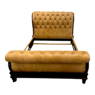 Ralph Lauren Leather Tufted Bed For Sale