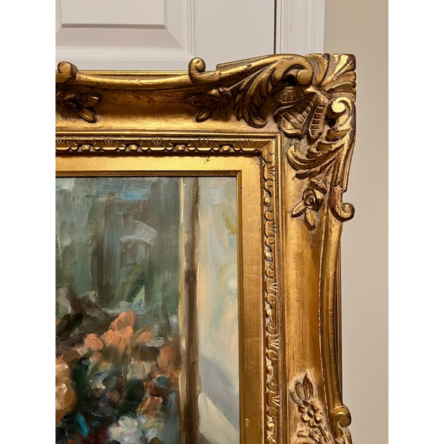 2020s Large Impressionist Original Painting on Canvas Still Life Flowers 33x39 Signed Robis Ornate Victorian Style Frame For Sale - Image 5 of 9