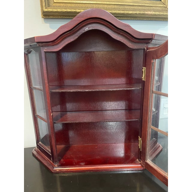 1950s Vintage Wood Wall Mounted Curio Display Cabinet For Sale - Image 5 of 6